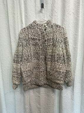Cherry Stix LTD Textured Zip Sweater Jacket Size L Brown White